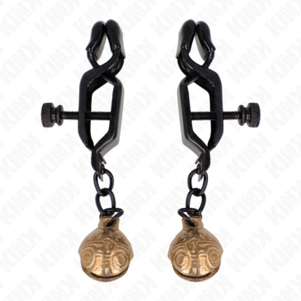 KINK - PINZAS PARA PEZONES PLANAS NEGRO CON CASCABEL 7 CM